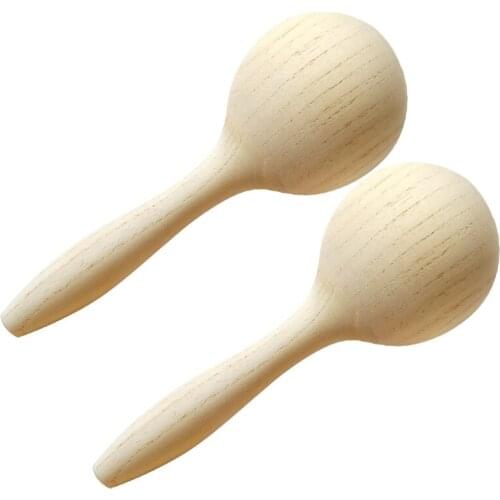 2Pcs Wooden Maracas Rattles Sand Hammer Instrument Musical Kids Toy Smooth Surface Musical Instrument Childrens Gift