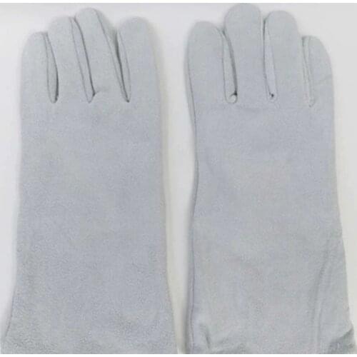 Long double-layer flame retardant labor gloves High temperature resistant thick leather welding gloves