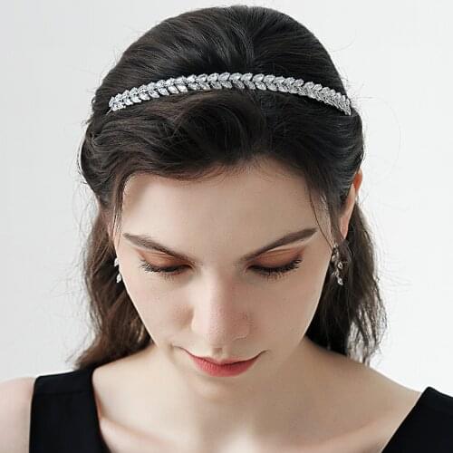Efily Fashion Cubic Zirconia Headbands for Women Hair Accessories Crown Wedding Bridal Hair Jewelry Party Headpiece Gift
