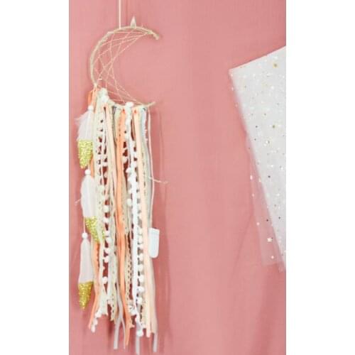 Half-moon Dreamcatcher Handmade Dream Catcher Net With Feathers Home Wall Hanging Decoration Ornaments Wind Chimes Art Pendant