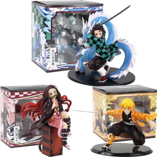 13-19cm Demon Slayer Kimetsu No Yaiba Figure Toys Agatsuma Zenitsu Kamado Tanjirou Kamado Nezuko PVC Model Doll