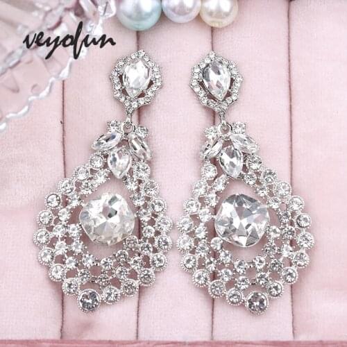 VEYOFUN Classic Luxury Crystal Drop Earrings Wedding Bridal Dangle Earrings Fashion Jewelry for Women New Gift
