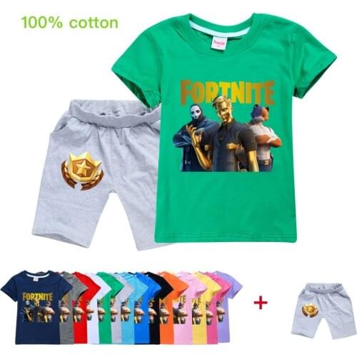 Fortnites Boys Girls Suit T-Shirts Summer Suit Short Sleeve Children Clothing Cartoon Print Baby Clothes Kids T-Shirt
