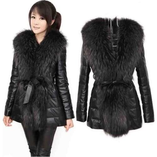 New Winter Leather clothing coat Fashion Leather down jacket Female Warm Imitation fur coats Vintage Large size Women 6XL