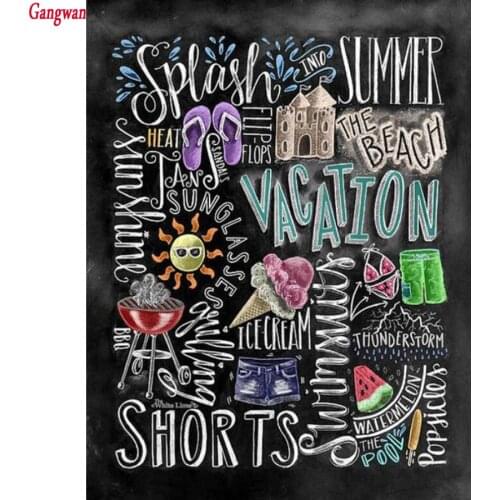 Full square Round diamond Diamond Painting embroidery Summer Chalkboard picture of rhinestones cross stitch mosaic home decor