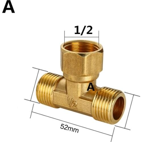 Brass Pipe fitting Male Female Thread 1/8" 1/4" 3/8" 1/2" BSP Tee Type copper Fittings water oil gas adapter
