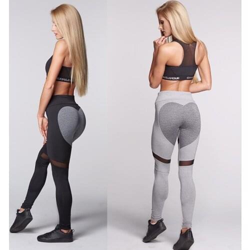 2018 summer new Yoga Pants heart-shaped leggings sports Gym Yoga Leggings Sport Fitness running pants