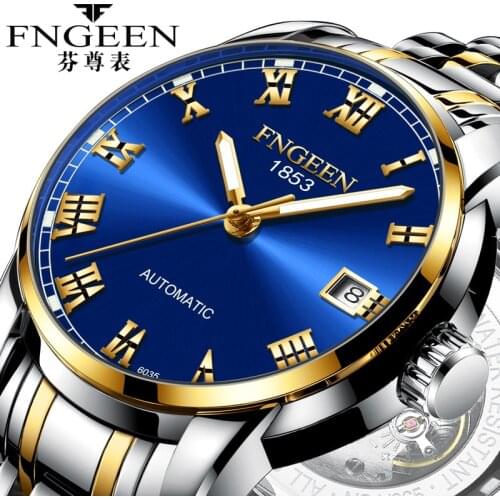 Hot Selling FNGEEN Brand Hollow Calendar Automatic Analog Watch Mens Watch Waterproof Business Men Wristwatch Relogio Masculino