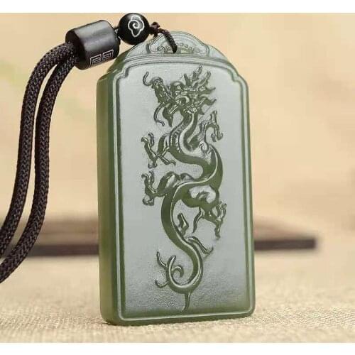 Top brand natural green jade pendant handcarved dragon jade pendants top brand jade jewelry jadeite jade necklace