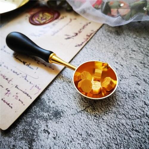 Black wood handle wax seal spoon for melt sealing wax beads to make wax seal invitation wax seal stamp Accessories spoon
