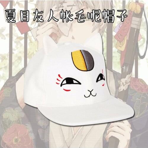 Natsume Yuujinchou White Cute Cap of Anime Cartoon Cat Printing With Cotton Hat
