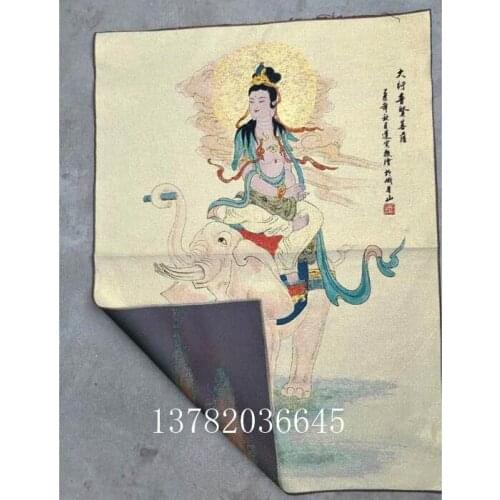 Nepal Tibet Tangka Silk Hanging Paintings Worship Puxian Bodhisattva