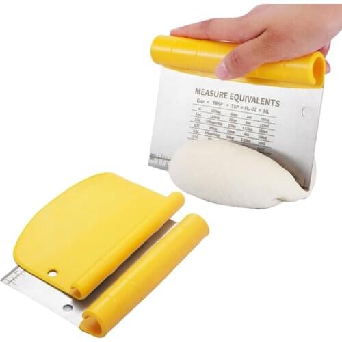 Stainless Steel Pastry Cutter 2-in-1 Dough Pastry Scrapper Chopper Multi-Purpose Bench Scraper with Measurement Baking Accessori