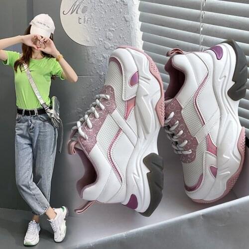 2020 spring and autumn new fashion daddy shoes female breathable street shot wild net shoes sports casual shoes X145