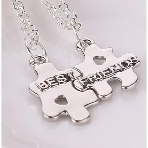 Pattern Stitching Best friends BFF Necklace Girls Child Necklaces 2 Pendants Heart Statement Symbol Love Necklace mini jewelrly