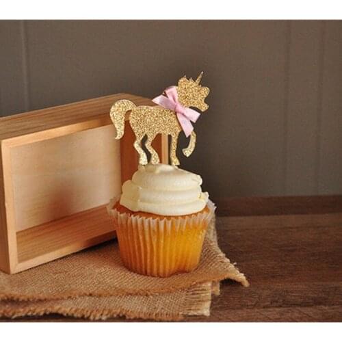 Personalize Unicorn Cupcake Toppers Party Decorations Pastel Party Decor glitter Pink and Gold baby shower milestones birthday