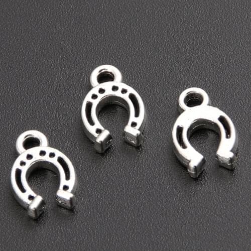 50 pcs Silver Color Tone 7x12mm Horseshoe pendants/charms Fits Bracelets necklaces & pendants A1172