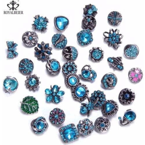 RoyalBeier 38pcs/lot Mixture Snap Button With Rhineston 12mm Snaps Button For Snap Bracelet DIY Jewelry Womens Bracelets