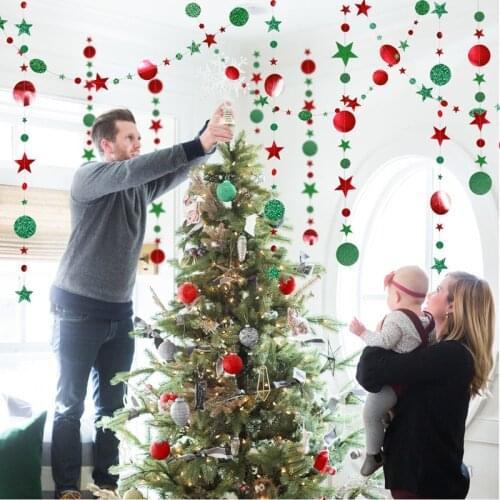 Christmas Decorations for Home Paper Star Dot Garland Flash Banner DIY Birthday Wedding Baby Shower Curtain 2022 Navidad Decor