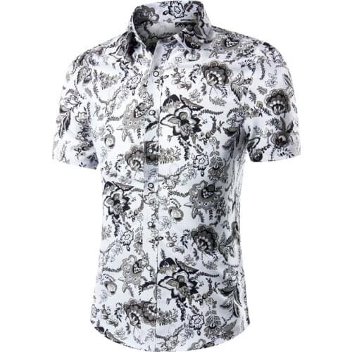 Summer New Hawaiian Shirt Men Slim Fit Small Yards Shirt Fashion Print Young Comfortable Camisa Masculina Short Sleeve Shirt