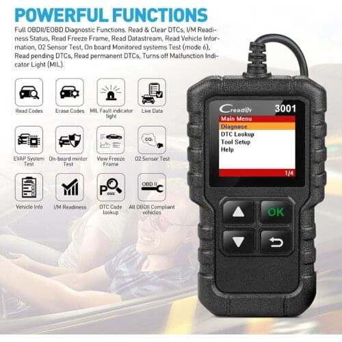 Obd Code Reader Car Diagnostic Tool for LAUNCH X431 Cr 3001 Obd 2 Airbag Car Diagnostic Scanner Code Read Evap System