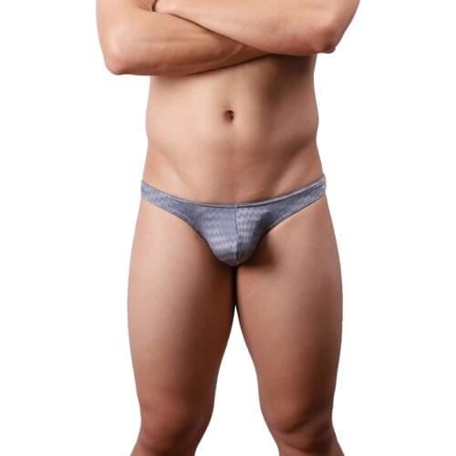 Mens Sexy Brushed-Jacquard Thong Underwear Breathable Stretch Sports Briefs Mens Solid Comfotable Panties Mens Bikini Gay A50