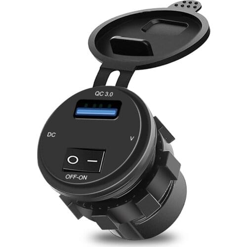 Universal Mini 12V-24V USB Car Charger With Led Light Power Adaptor Car Socket Separate Switch For QO3.0 For Car