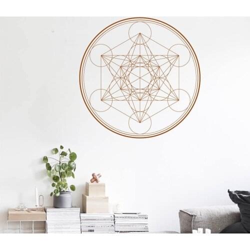 Vinyl Wall Decal Metatrons Cube Pattern Wall Sticker Home Decor Alchemy Geometric Cube Wall Murals Line Circle Mandala AZ522