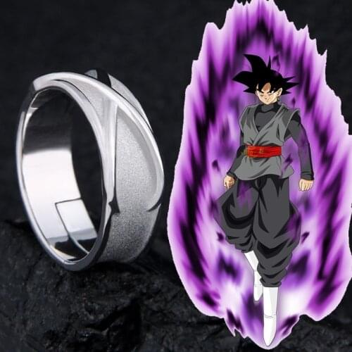 Anime Super Z Goku Black Adjustable 925 Sterling Silver Time Finger Ring For Women Men Cosplay Jewelry Ring Band Accessory Gifts