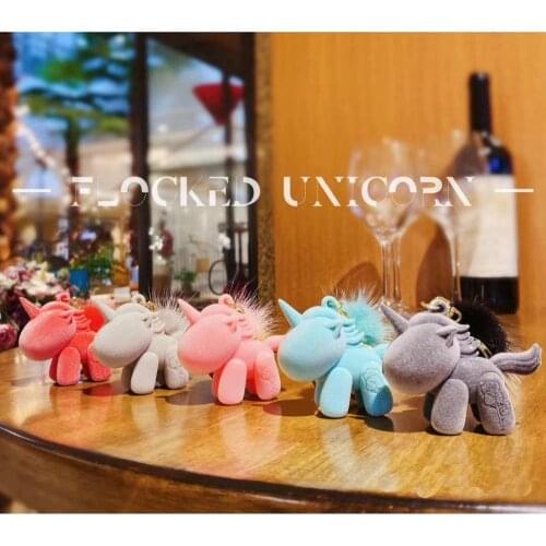 1pcs New Flocking Unicorn Keychain Cartoon Bag Car Fashion Pendant Plush Small Jewelry Gift
