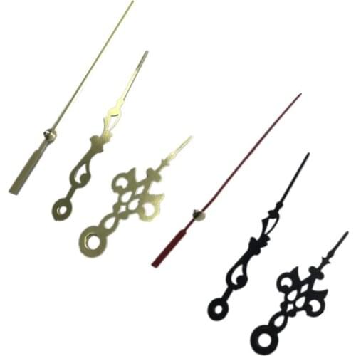100sets Professional Practical Black/Gold clock hands Quartz clock Repair Tool Parts Kit Metal Hollow pointer for DIY Wall Clock