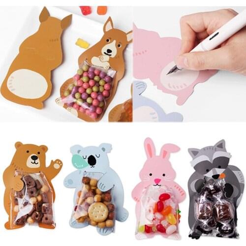 100 pieces/lot) Baby Shower Koala Rabbit Gift Bags Birthday Party Cute Kangroo Bear Candy Box Cookie Bags Greeting Cards B083