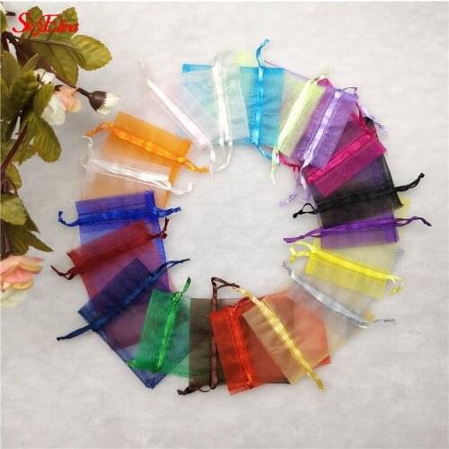 100pc Organza Bags Tulle Jewelry Packaging Bags Wedding Party Decoration Eugen Yarn Bag 7x9 10x15 13x18 17x23 30x40cm 5z