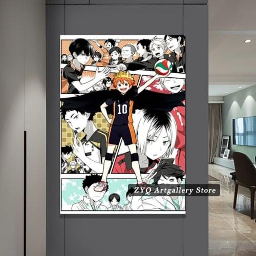 1P Anime Haikyuu!! Comics Canvas Poster Japan Style Cartoon Poster Modular Painting Anime Posters Volleyball Boy