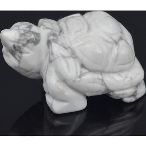 2inch Natural White Howlite Turquoise Turtle Tortoise Gems Carving Crafts Stone Figurine Chakra Healing Reiki Stone