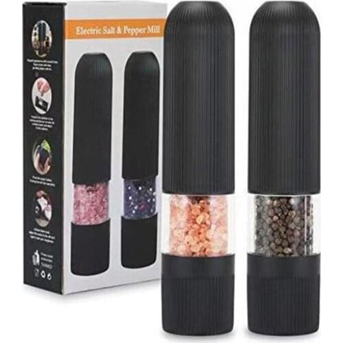 2Pcs Set Salt Pepper Grinder Kitchen Spice Grinder Tools Electric Pepper Mill Stainless Steel Automatic Gravity Induction Cocina