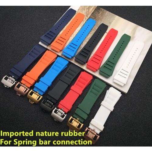 25mm Nature men Silicone Rubber Watchband For Richard Watch Mille Strap watch band Bracelet butterfly buckle spring bar connetor