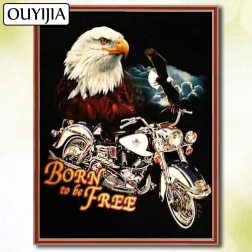 Motorcycle Cartoon Eagle OUYIJIA 5D DIY Diamond Full Square Halle Moto Picture Of Rhinestone Embroidery For Sale Diamond Mosaic