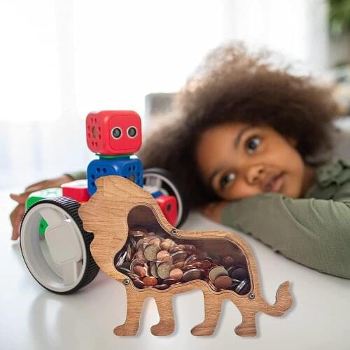 American Wooden Animal Money Box Creative Savings Jar Scandinavian Style Safe Saving Box Letters Coin Bank