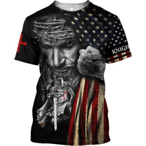 Knight templar Christian Jesus 3D Printed T Shirts Streetwear Summer Tops women For men Funny Tshirts Short sleeve