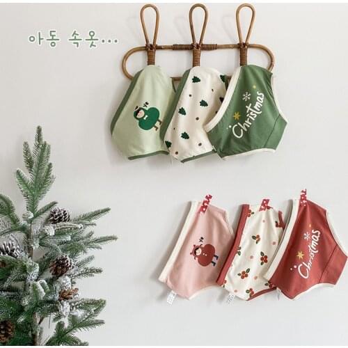 3pcs Children Underwear Baby Cotton Briefs Cartoon Triangle Christmas Underpants Toddlers Panties Boys Sweet Girls Sweet Panties
