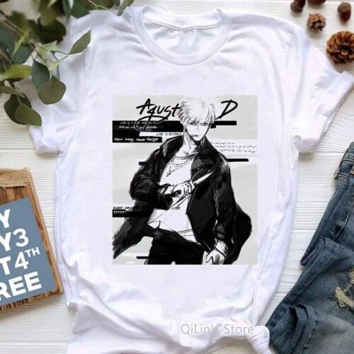 Kpop Suga August D T Shirt Women Summer Kroean Style Clothes 00s Fans T-Shirt Femme Tops Female White T-Shirt,Dropshipping