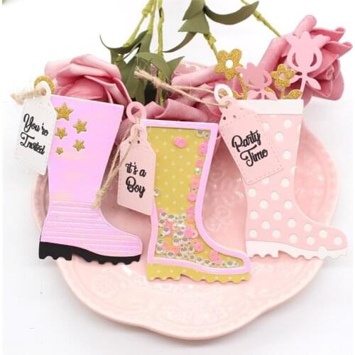 KSCRAFT Rain Boots Tags Metal Cutting Dies Stencils for DIY Scrapbooking Decorative Embossing DIY Paper Cards