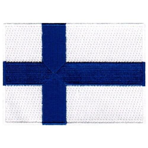 Hot! FINLAND FLAG embroidered iron-on PATCH FINNISH EMBLEM applique Suomen tasavalta (Size is about 4.6-3.4 cm)