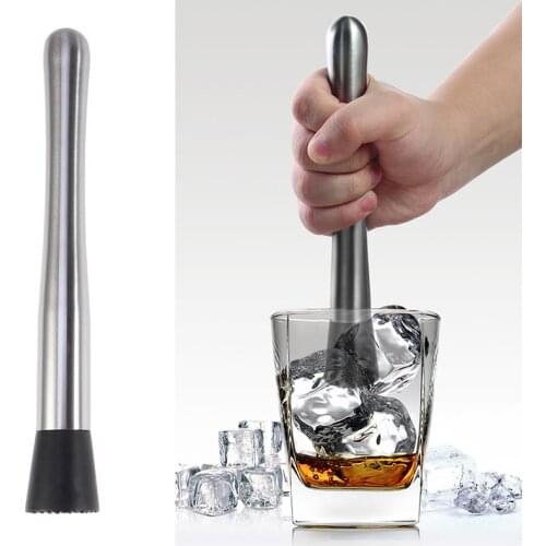 Stainless Steel Wine Mixing Stick Cocktail Mixer Stirrer With Crushing Hamme DIY Fruit Drink Cocktail Tool Crushed Ice Shaker