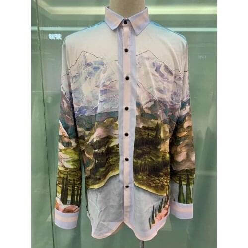 QK40737 Fashion Mens Shirts 2021 Runway Luxury famous Brand European Design party style Mens Clothing