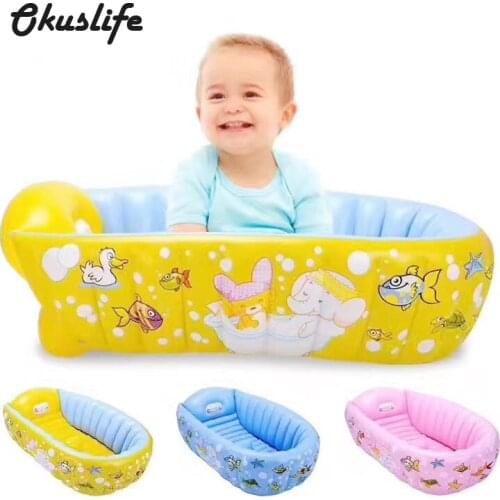 New Style Portable Baby Bathtub Cartoon Inflatable Child Cushion winner keep warm folding bathtub With Temperature sensing pad