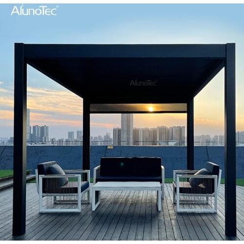 Aluminum Motorzied Rain Proof Pergolas With LED Lights 3m x 3m x 3m