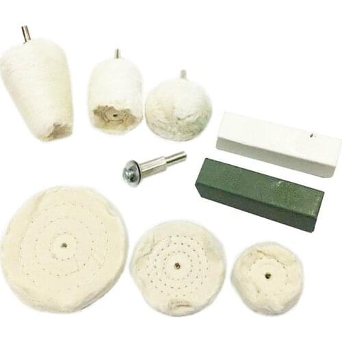 8 Pcs/set Buffing Pad Polishing Wheel with 2pcs Rouge Compound Polishing Buffing Pad for Car Aluminum Stainless Steel Polishing