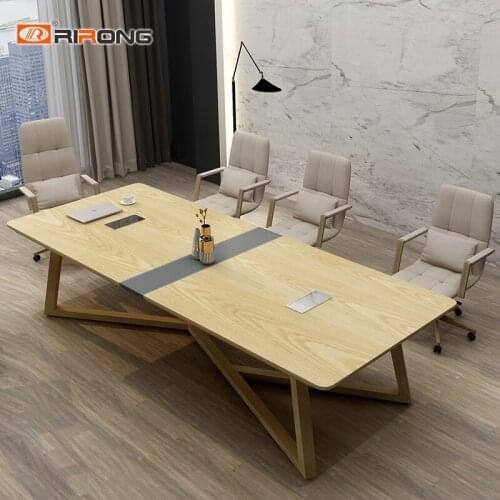 Nordic Style Rectangle Wood Leather Furniture Office Conference Tables Meeting Room Conference Table Desk Set